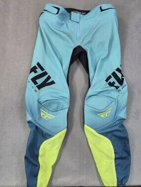 Fly Racing Lite Pants Women's 7/8 Motocross BMX Blue/HI-VIS NWT $150- READ